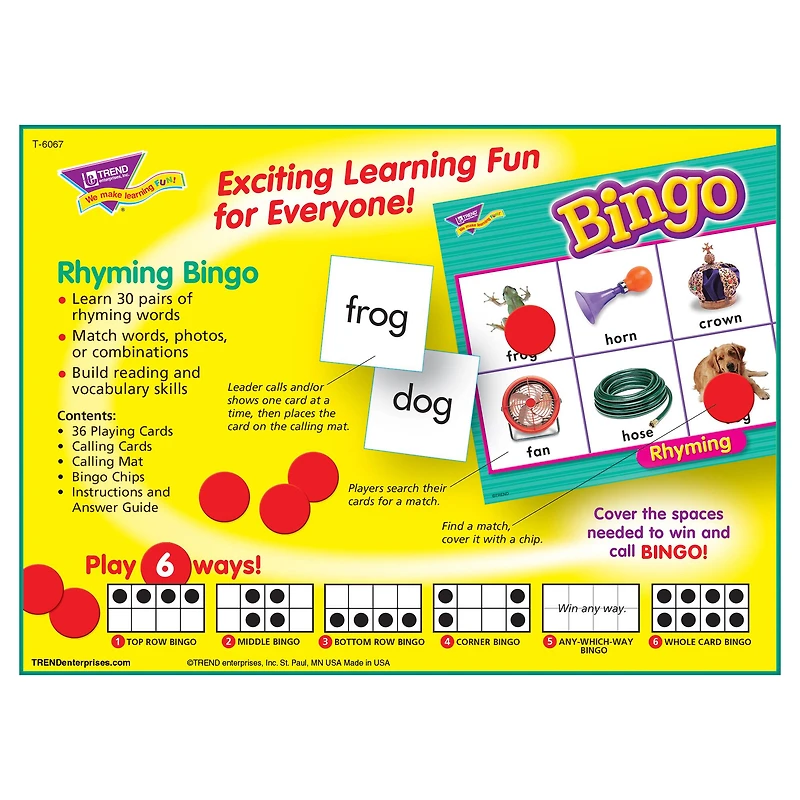 TREND Rhyming Bingo Game