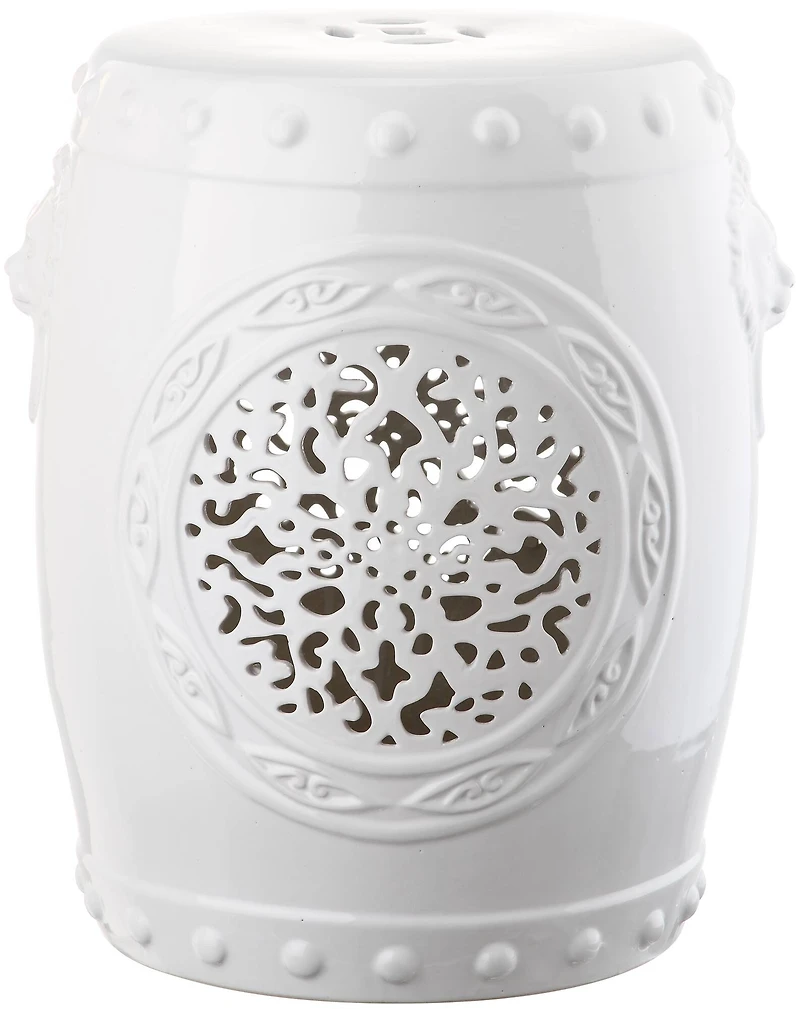 Flower Drum Garden Stool in Antique White