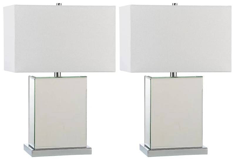 Dana Table Lamp Set in Clear & Off White