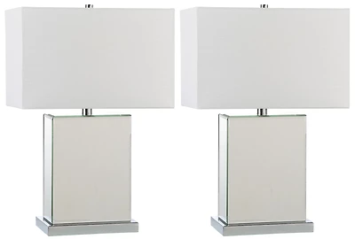 Dana Table Lamp Set in Clear & Off White