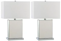 Dana Table Lamp Set in Clear & Off White