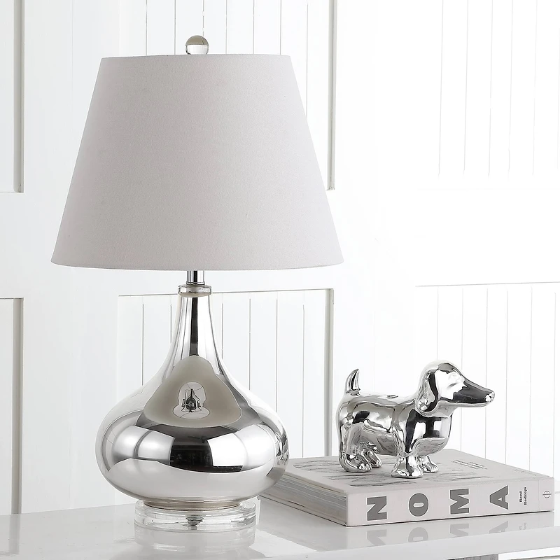 Amy Gourd Table Lamp Set in Silver