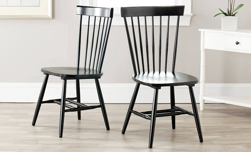 Parker Spindle Side Chair Set of 2 in Black