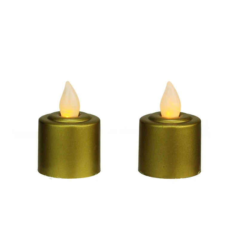 2.25" Gold & Amber LED Flickering Votive Candle Set