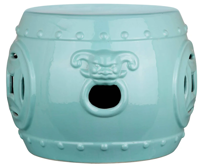 Mei Double Coin Garden Stool in Light Blue