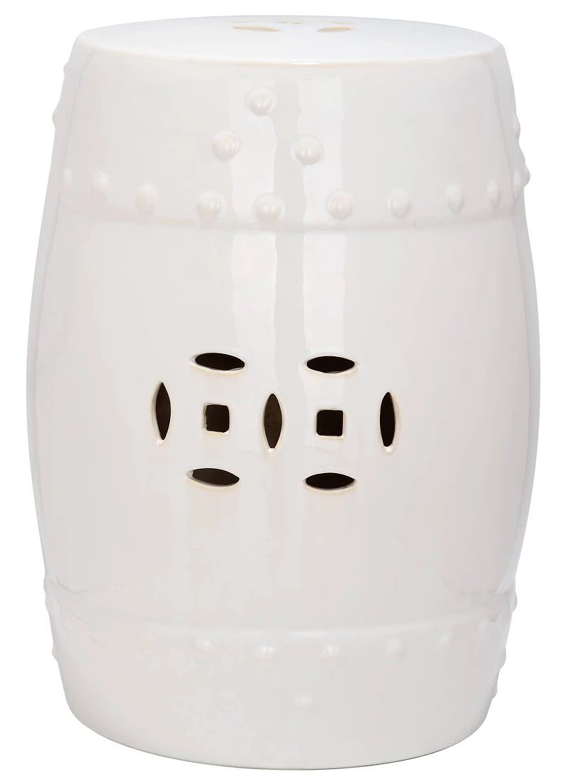 Modern Ming Garden Stool in Creme
