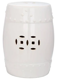 Modern Ming Garden Stool in Creme