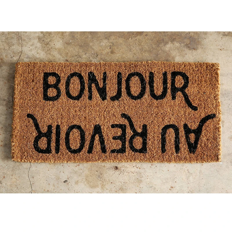 Hello Honey® Bonjour Au Revoir Natural Coir Doormat