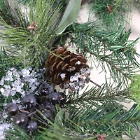 24" Artificial Mixed Pine with Blueberries & Pine Cones Wreath, Unlit