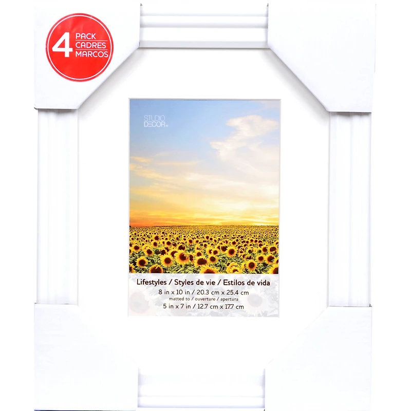 4 Pack Lifestyles 5" x 7" White Frames with Mat by Studio Décor®
