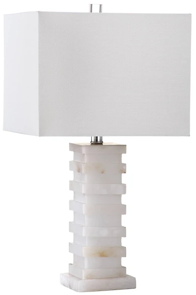 Cinder Table Lamp in White Alabaster