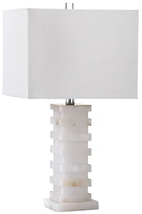 Cinder Table Lamp in White Alabaster