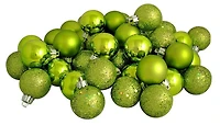60ct Shatterproof Kiwi Green 4-Finish Ball Ornaments