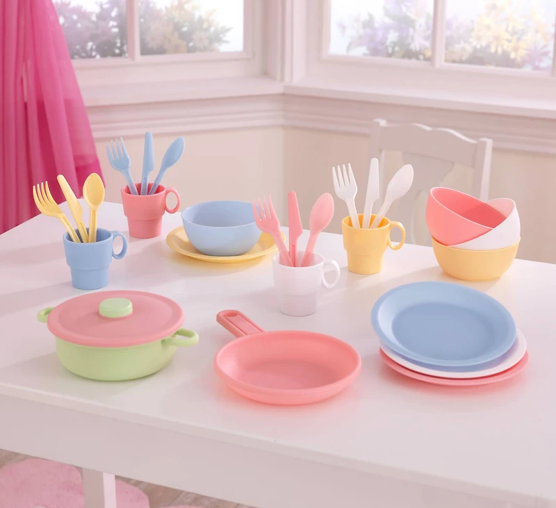 KidKraft 27 Piece Cookware Play Set, Pastel