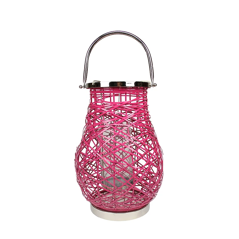 Decorative Woven Iron Pillar Candle Lantern