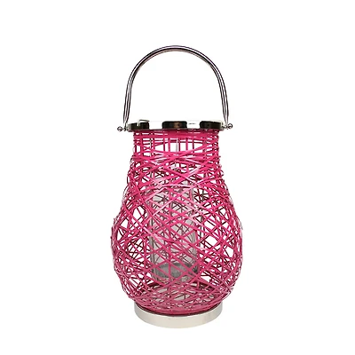 Decorative Woven Iron Pillar Candle Lantern