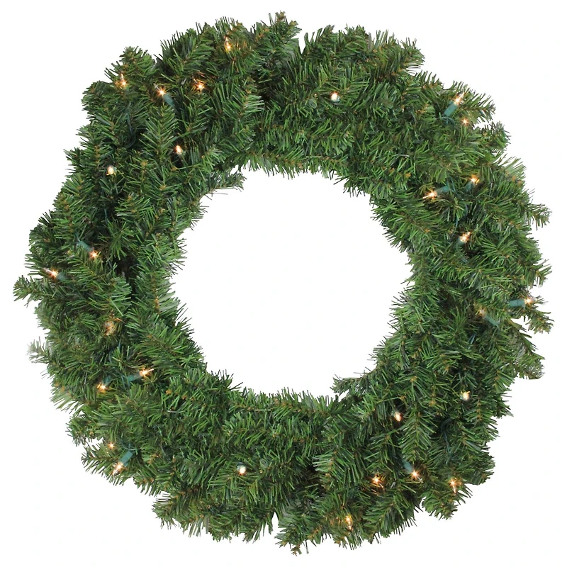 24" Pre-Lit Canadian Pine Artificial Wreath, Clear Lights