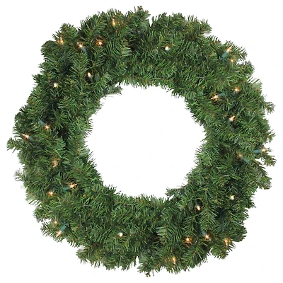 24" Pre-Lit Canadian Pine Artificial Wreath, Clear Lights