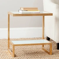 Kennedy Accent Table in Gold & White