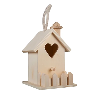 4.5" Wood Heart Birdhouse with Fence by Make Market®