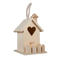 4.5" Wood Heart Birdhouse with Fence by Make Market®