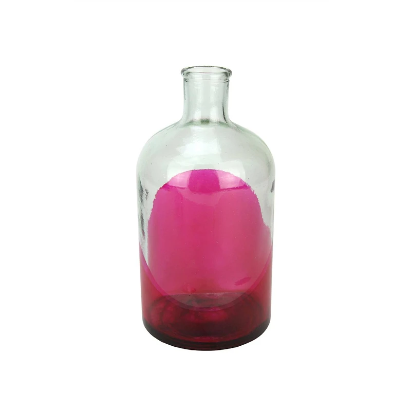 8.75" Fancy Fair Spanish Glass Vase, Pink & Clear