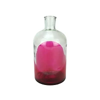 8.75" Fancy Fair Spanish Glass Vase, Pink & Clear