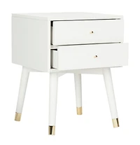 Lyla Retro Nightstand in White & Gold