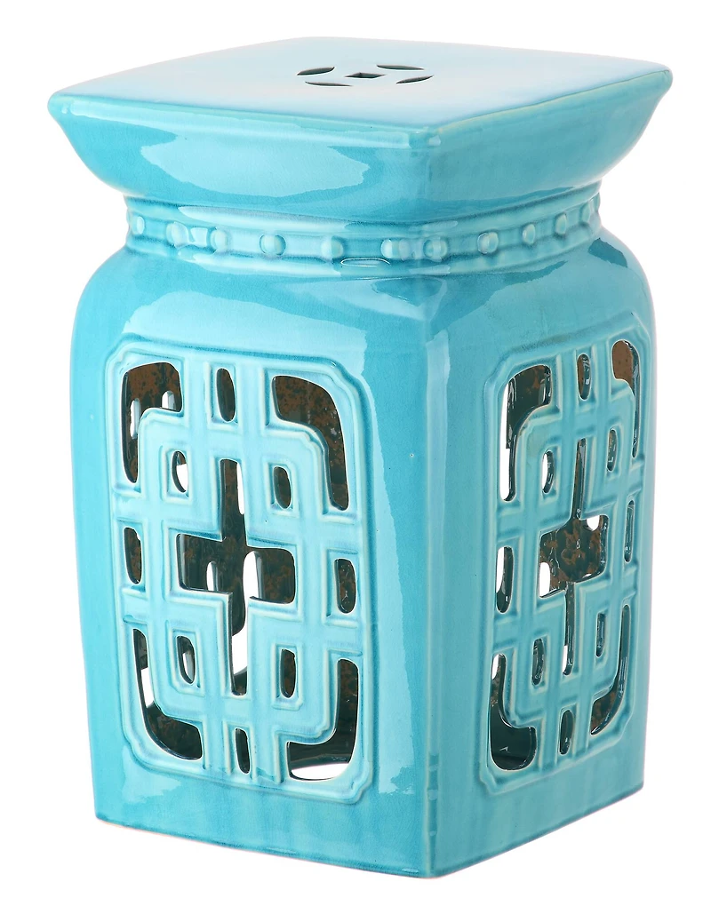 Beijing Filigree Garden Stool in Light Blue