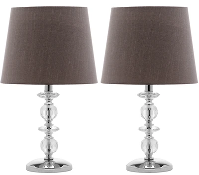 Derry Stacked Crystal Orb Lamp Set in Grey