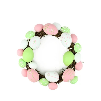 10" Pastel Pink, Green & White Easter Egg Grapevine Wreath