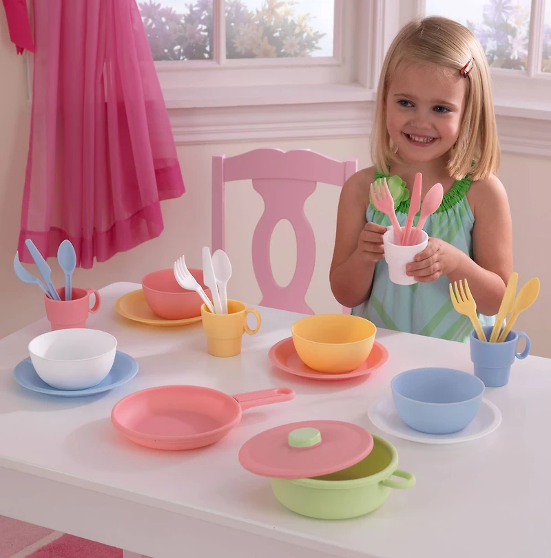KidKraft 27 Piece Cookware Play Set, Pastel