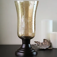 15.5" Golden Luster Decorative Hurricane Pillar Candle Holder
