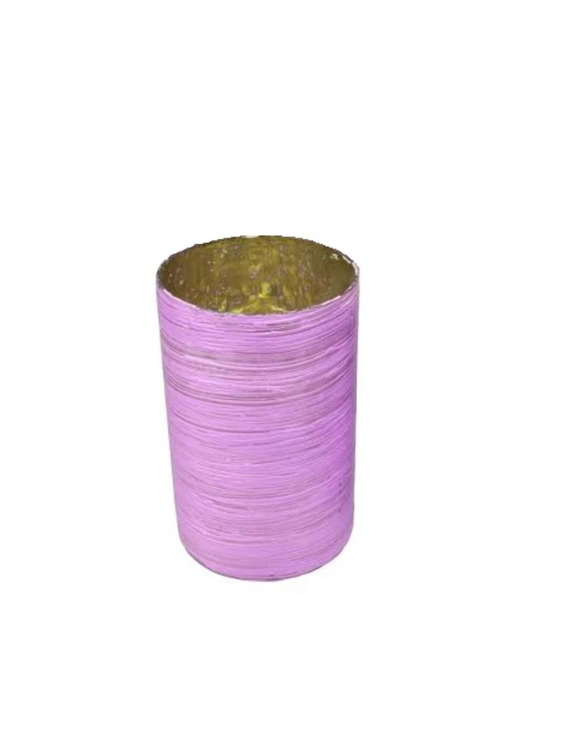 4.5" Ribbed Glass Votive Candle Holder Set, Purple & Silver Mercury