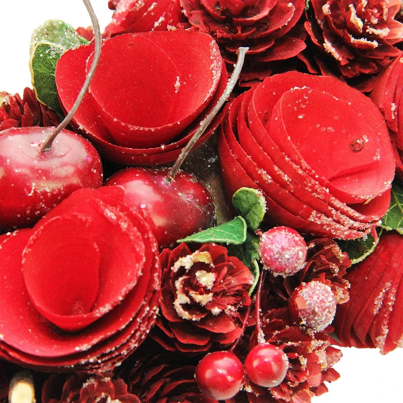 13.5" Rose, Pinecone & Cherry Valentine's Day Wreath