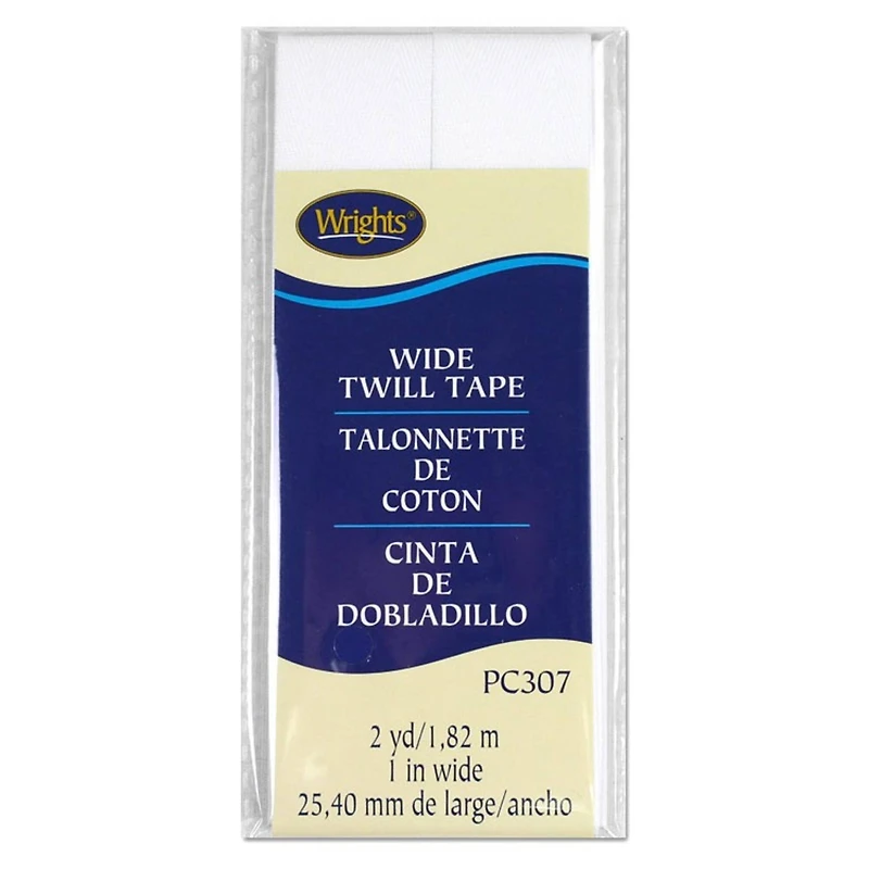 1" White Twill Tape - 2 Yards