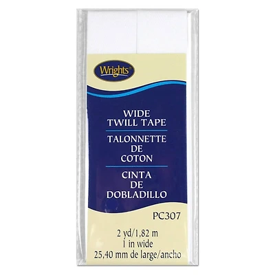 1" White Twill Tape - 2 Yards