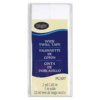 1" White Twill Tape - 2 Yards