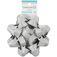 5.75" Silver Glitter Gift Bow By Celebrate It™