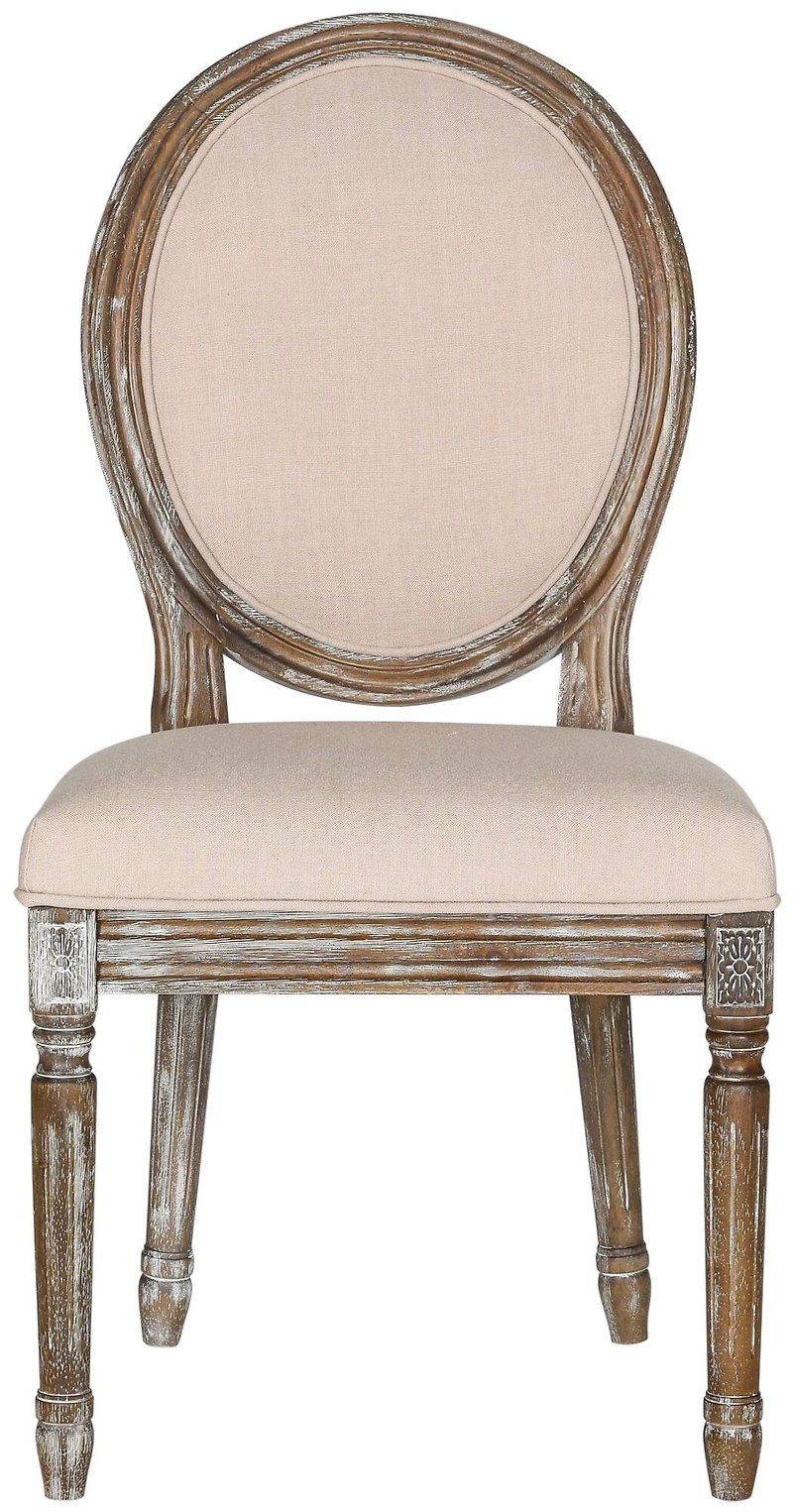 Holloway Oval Side Chair Set of 2 in Beige & Rustic Oak