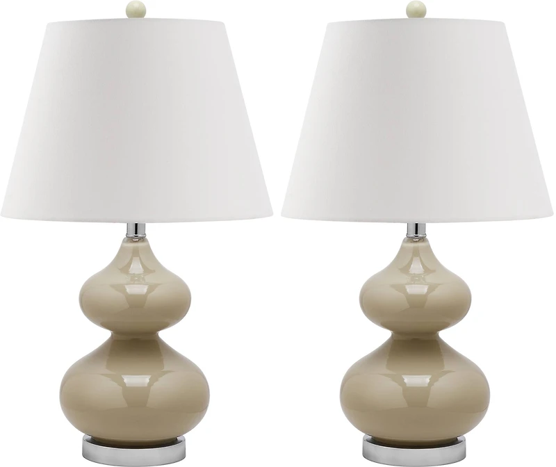 Eva Double Gourd Table Lamp Set in Taupe