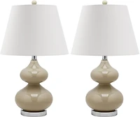 Eva Double Gourd Table Lamp Set in Taupe