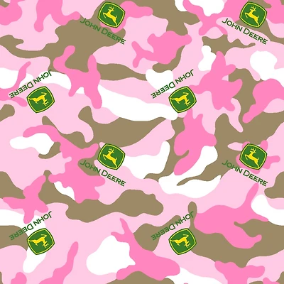 John Deere® Pink Camo Logo Toss Quilting Cotton Fabric