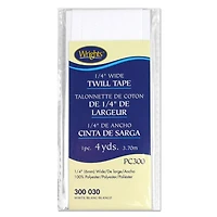 1/4" White Twill Tape - 4 Yards
