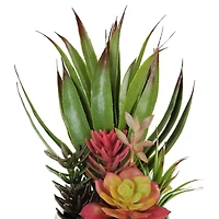15" Artificial Succulents & Agave in Silver Ceramic Pot