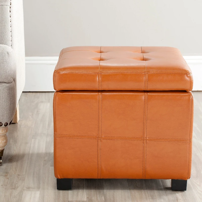 Maiden Square Tufted Ottoman in Saddle