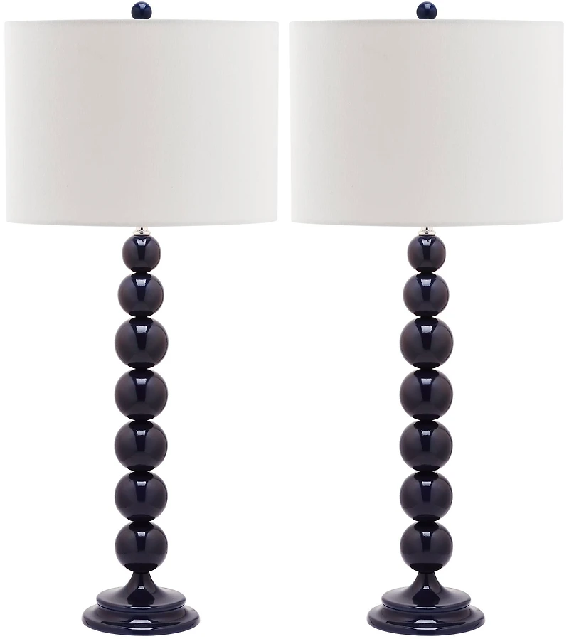 Jenna Stacked Ball Table Lamp Set in Navy