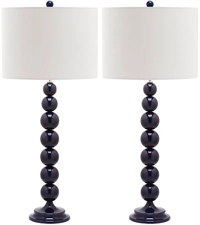 Jenna Stacked Ball Table Lamp Set in Navy