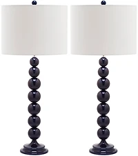 Jenna Stacked Ball Table Lamp Set in Navy