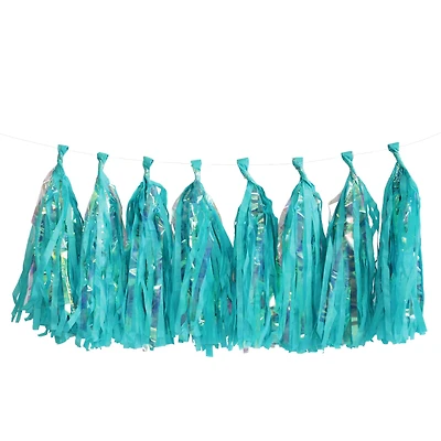 Teal Tissue Tassel Garland by Celebrate It™